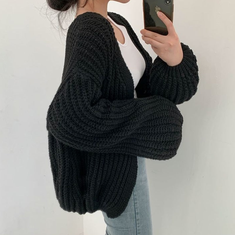 Krohn-e | Übergröße Strickjacke Aus Dickem Material