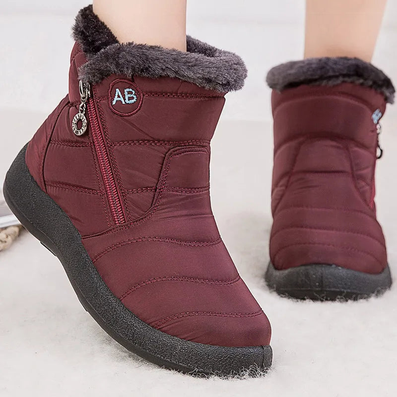 Krohn-e | Schneestiefel – Knöchelhöhe – Wasserabweisend – Plüschfell-Futter – Seitlicher Reißverschluss