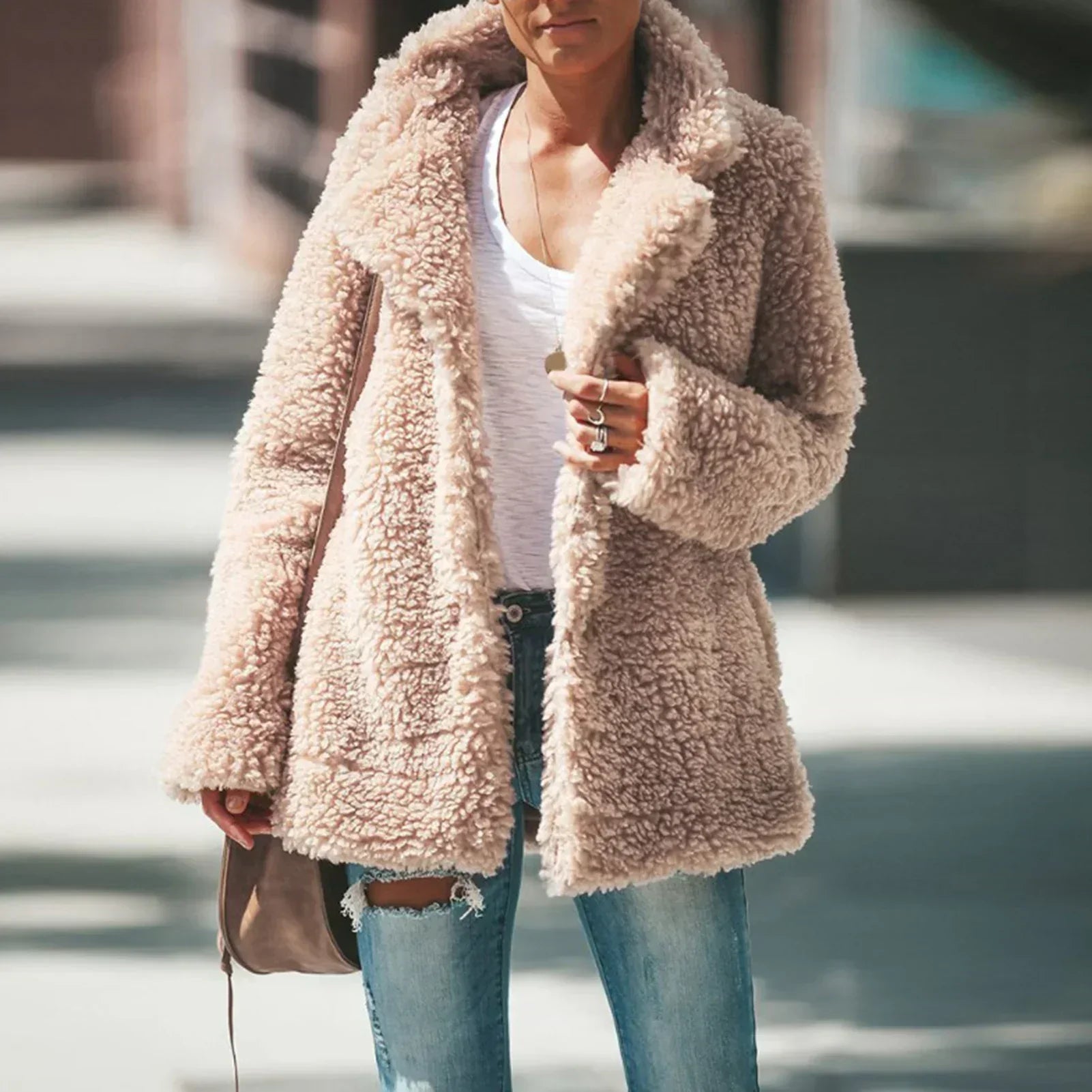 Krohn-e | Fleece Mantel Beige Bequem und Modisch