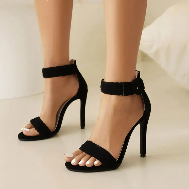 KROHN-E Damen Knöchel-Riemchen Sandalen Flach Verstellbar Elegant