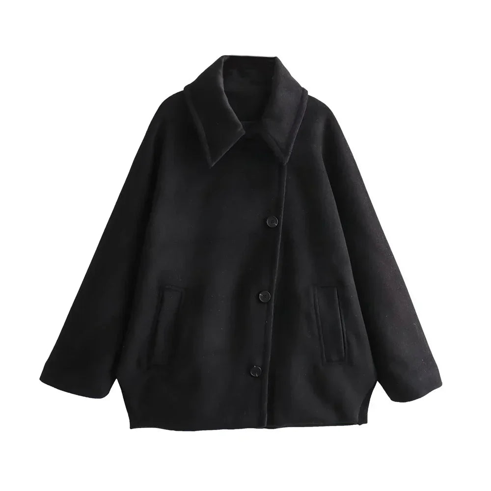 Krohn-e | Elegantes Damen-Cape mit Knöpfen und Wollmischung