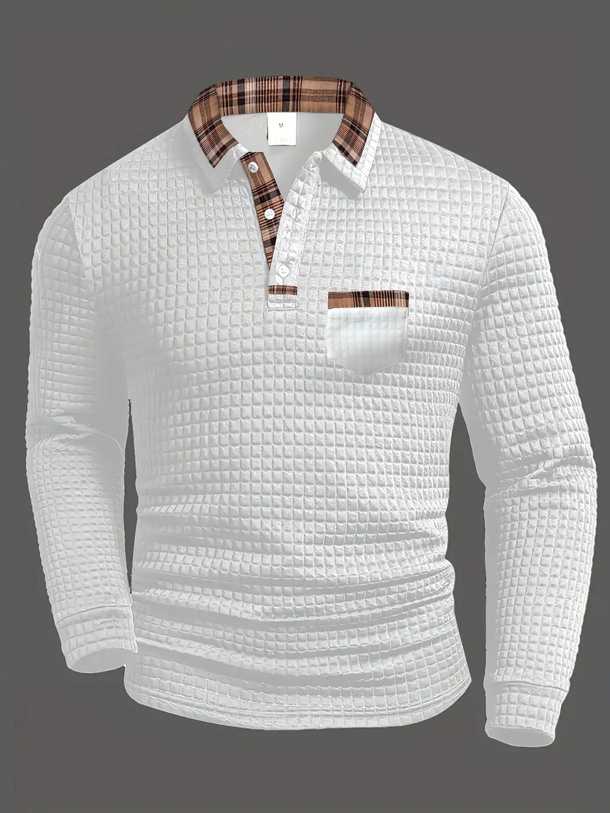 Stefan | Herren Poloshirt Waffle Langarm Karokragen