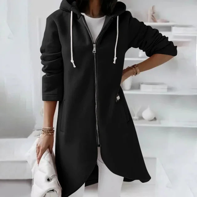 Krohn-e | Hoodie-Cardigan mit abgerundetem Saum