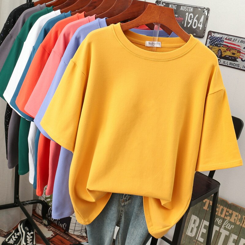 Krohn-e | Oversized Baumwoll-Basic-T-Shirt für Damen