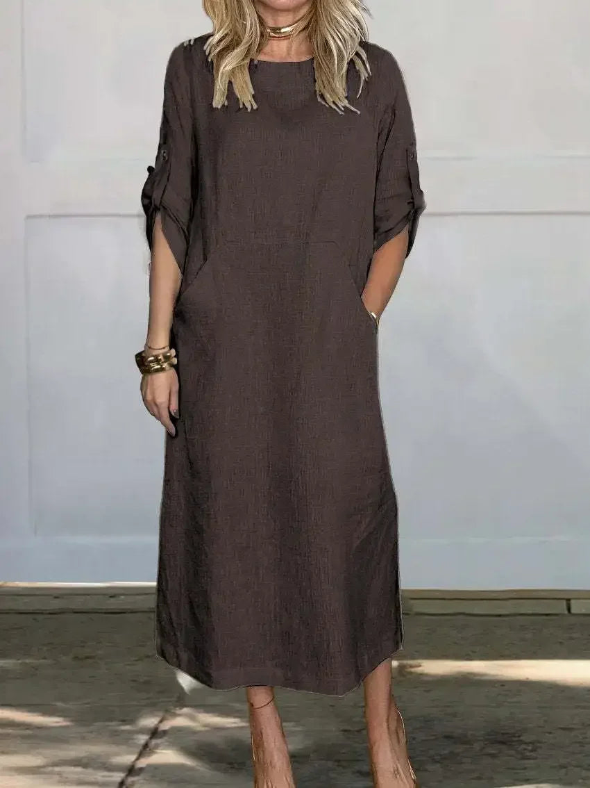 KROHN-E Damen A-Linien Kleid Locker Abend Drapiert Hellblau