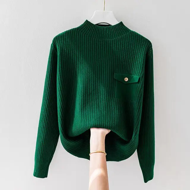 KROHN-E Damen Strickpullover Leicht Klassisch Vielseitig