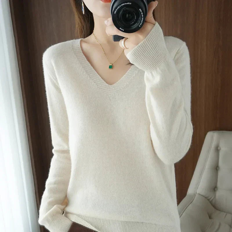 Krohn-e | Pullover - Bequemer V-Ausschnitt Pullover