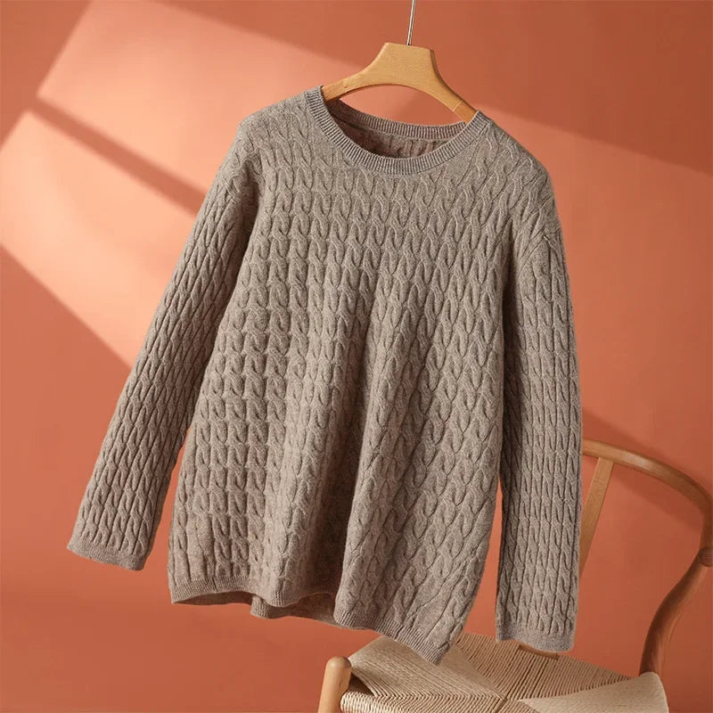 KROHN-E Damen Leichter Strickpullover Entspannte Passform