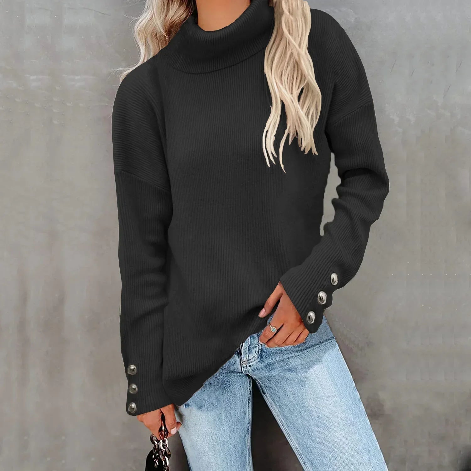 Krohn-e | Lässiger Strickpullover mit Hohem Kragen