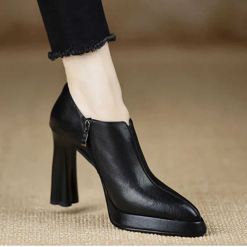 KROHN-E Damen High-Heel Pumps Plateau Seitlicher Reißverschluss Knöchelhoch
