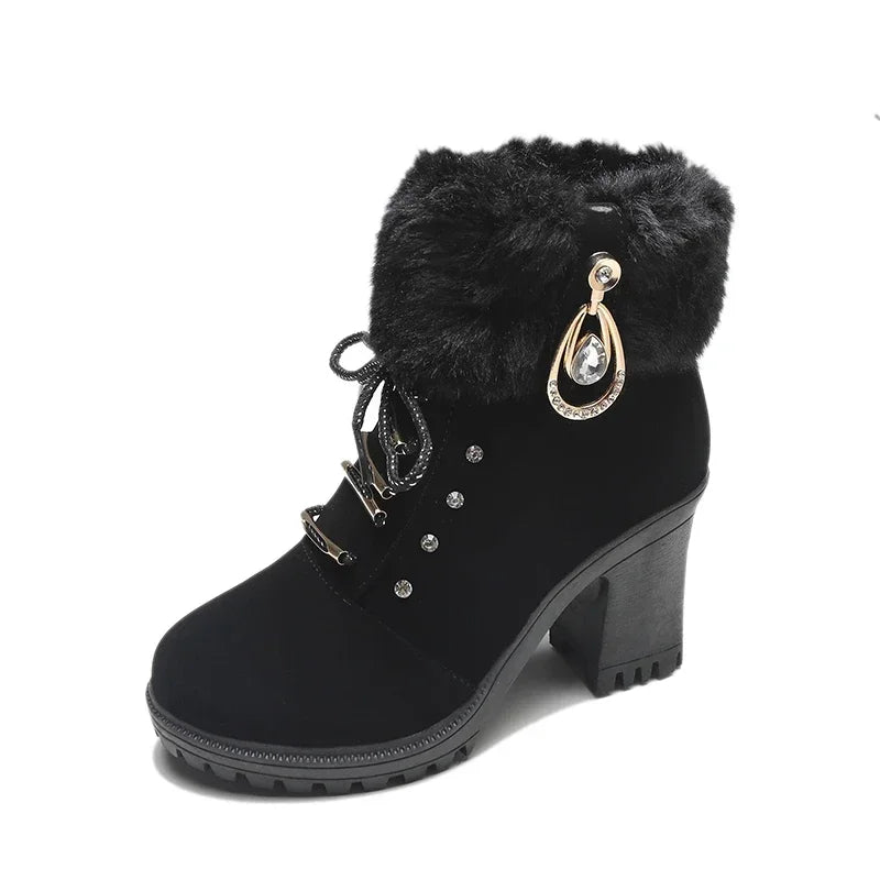 Krohn-e | British Style High Heel Kurzstiefel mit Seitlichem Reißverschluss