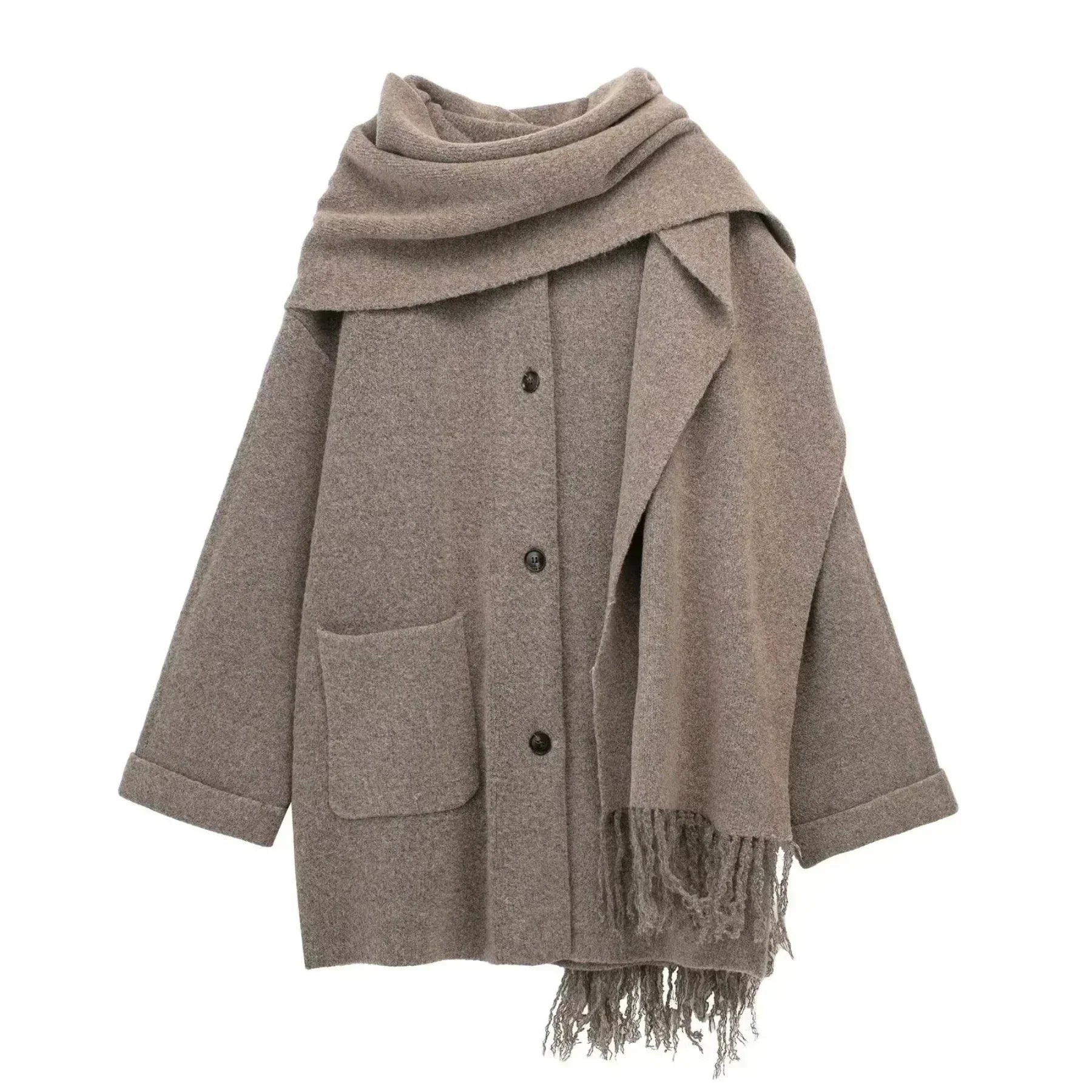 Krohn-e | Wollmantel mit Schal