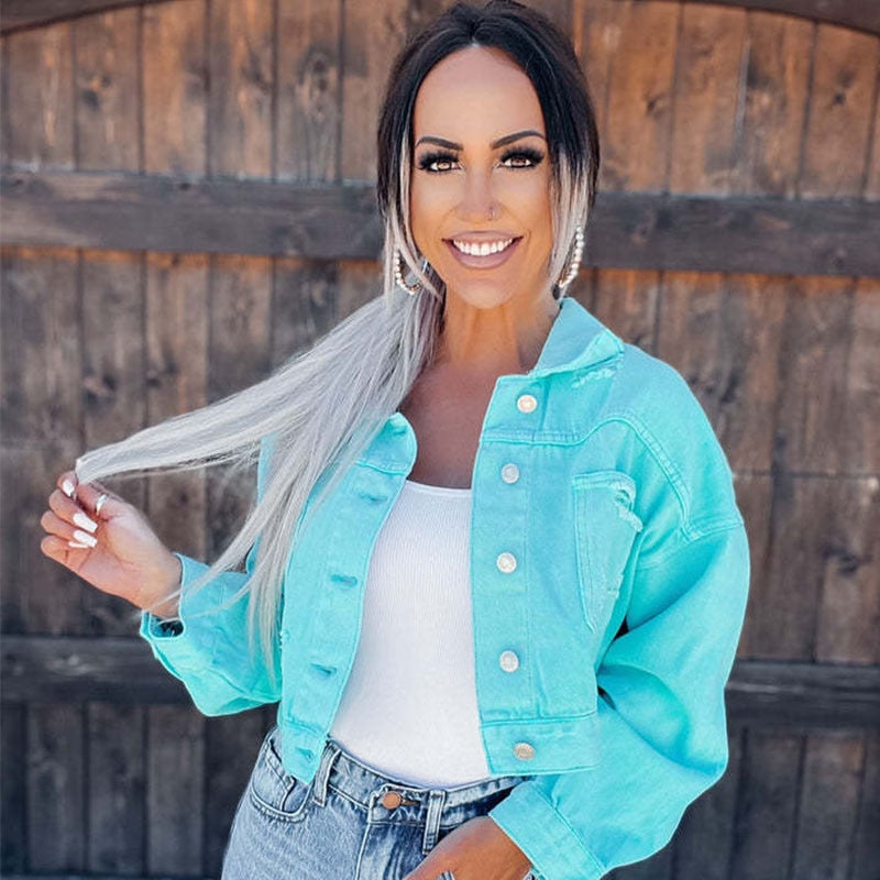 Krohn-e | Elegante Jeansjacke mit Fransen