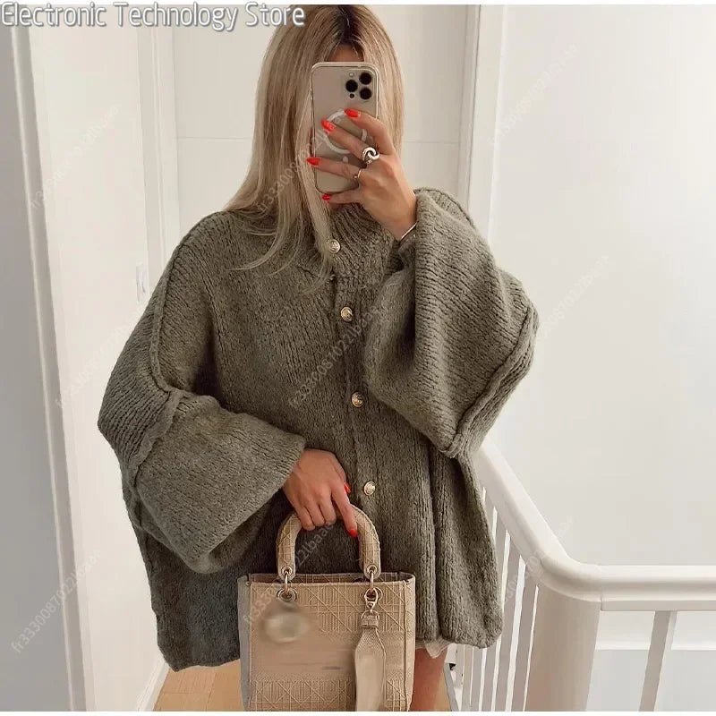 Krohn-e | Eleganter Strick-cardigan mit Knöpfen Wolle/acryl Komfortabel und Stilvoll