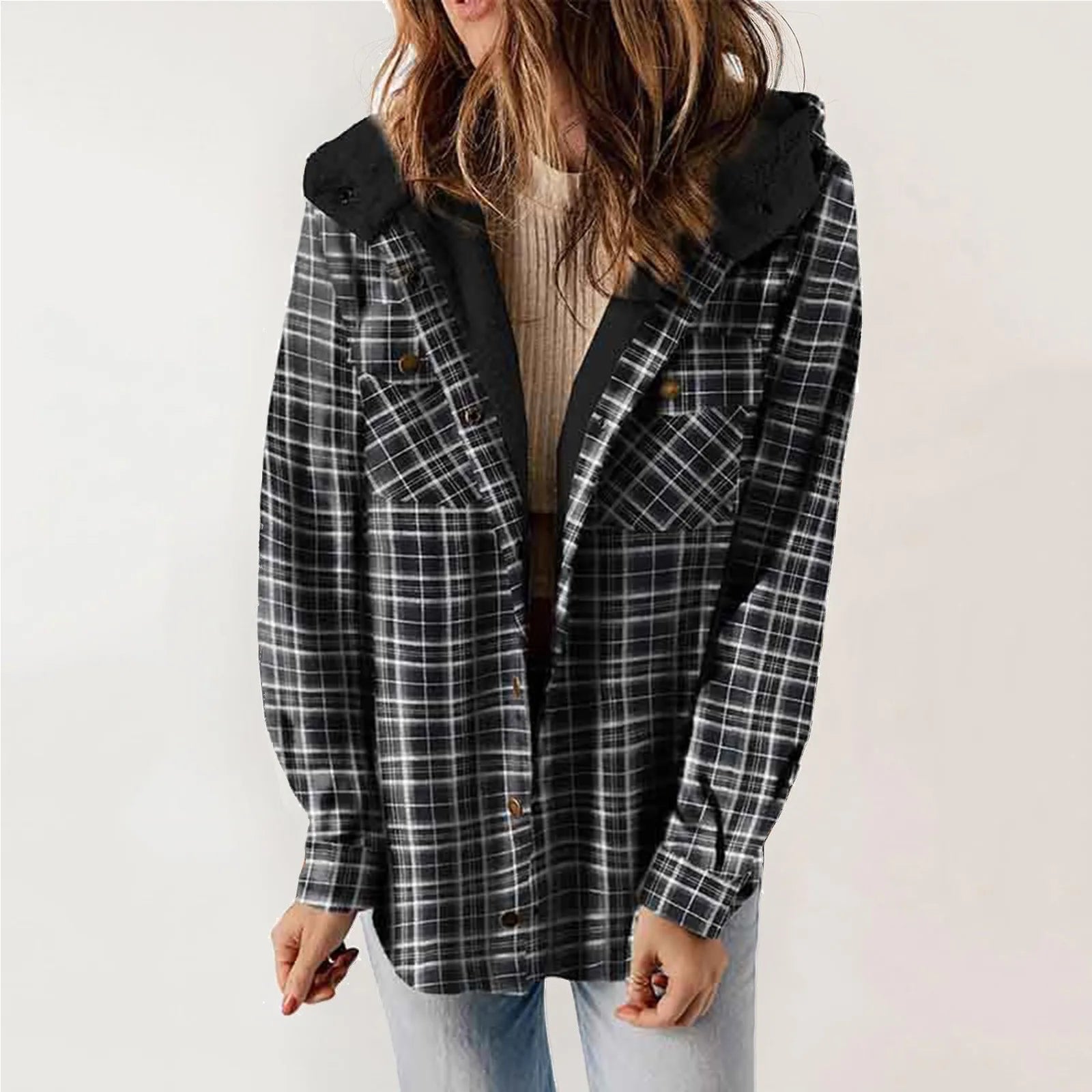 Krohn-e | Sherpa - Hemd Beige - Damen Gemütliche Flanelljacke