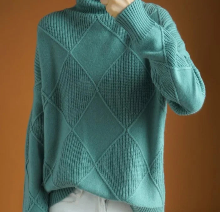 Krohn-e | Strickpullover mit Hohem Hals Wollmischung Elegant und Warm