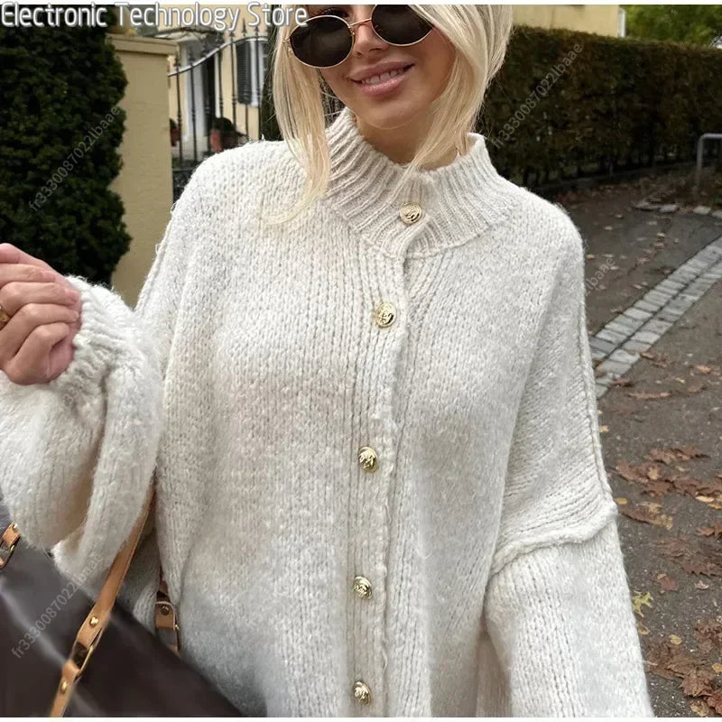 Krohn-e | Eleganter Strick-cardigan mit Knöpfen Wolle/acryl Komfortabel und Stilvoll
