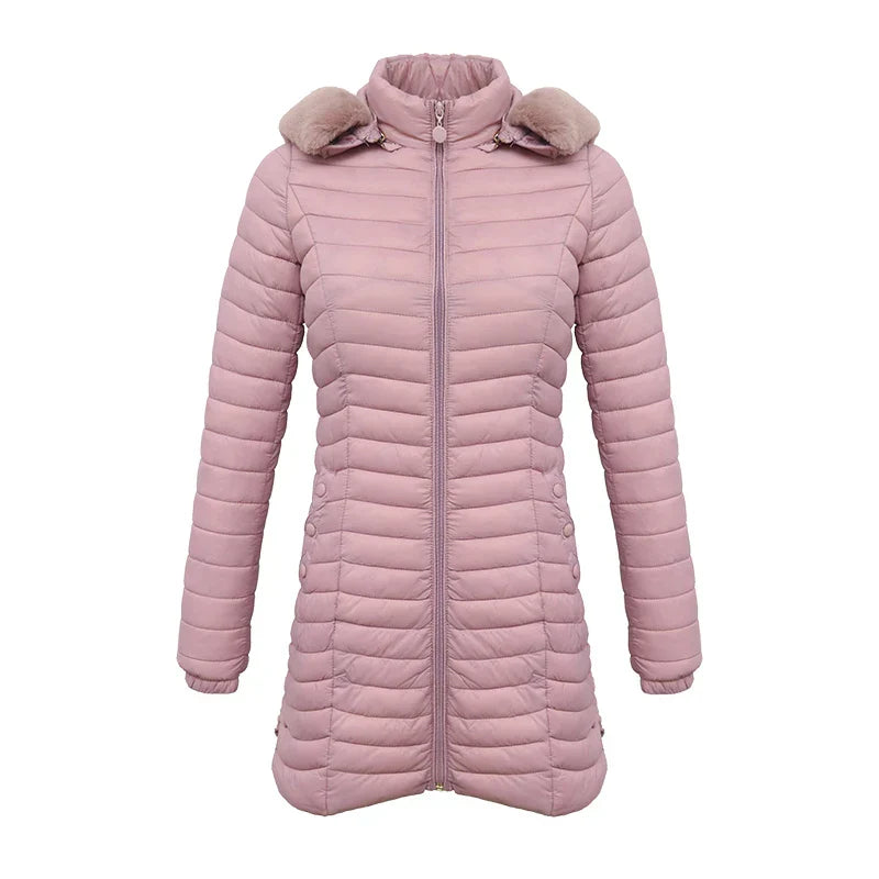 Krohn-e | Slim Fit Winter Puffer Jacke mit Pelzkapuze