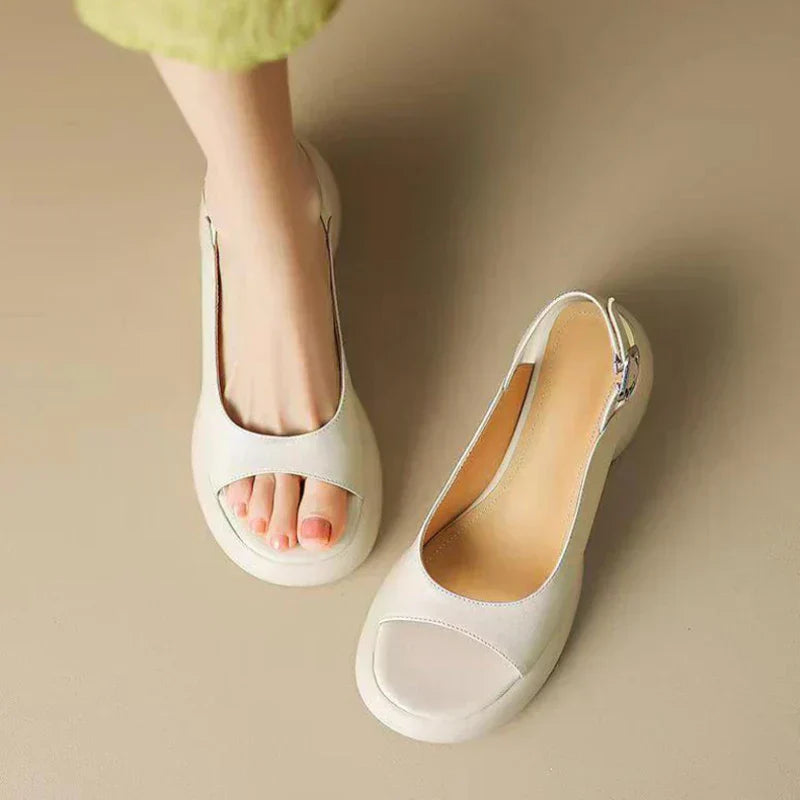 KROHN-E Damen Plateau Sandaletten Niedriger Absatz Gepolstert Slip-On