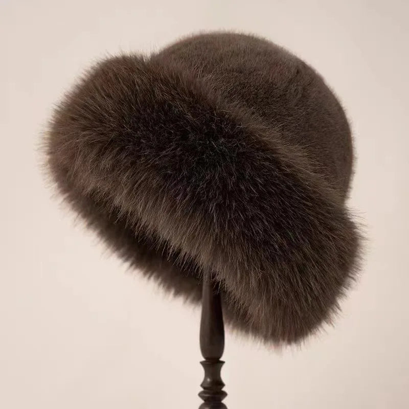KROHN-E Damen Flauschige Wintermütze weiche Textur warm stylisch
