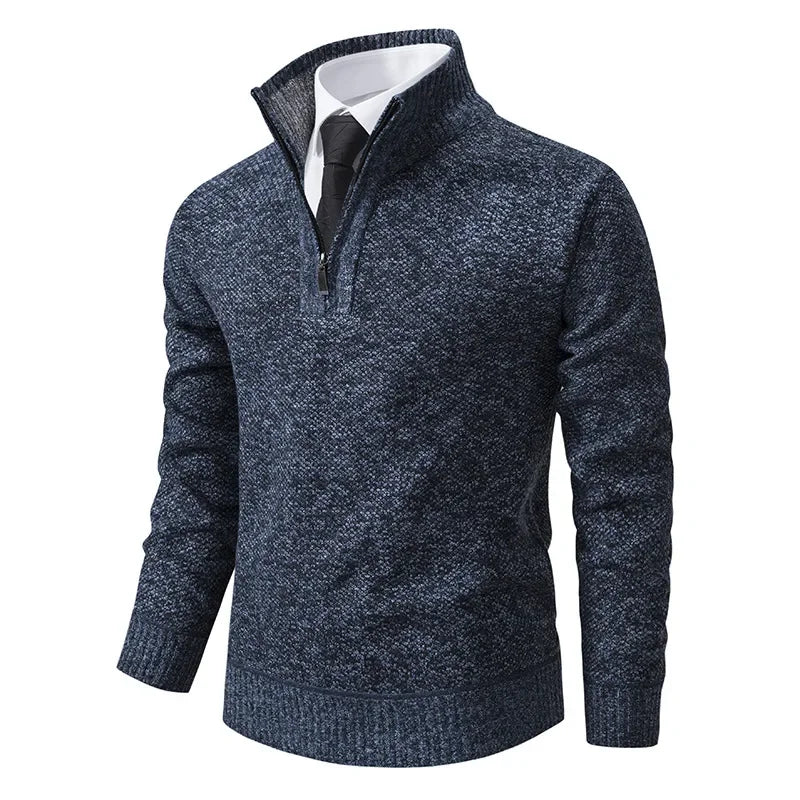 Laurent™ Pullover:  Halbzip-Modell mit Kunstfellfutter