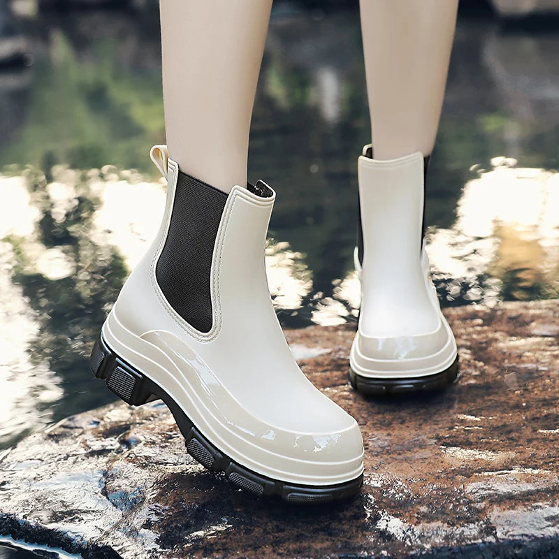 Krohn-e | Kurze Gummistiefel – Wasserdicht – Slip-On – Elastische Einsätze – Grip-Sohle