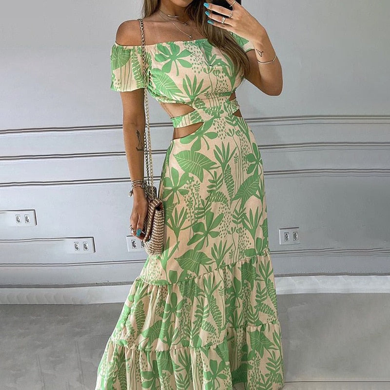Damen-Midikleid mit Ausschnitt und Cut-out