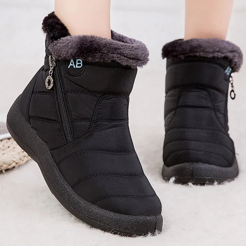 Krohn-e | Schneestiefel – Knöchelhöhe – Wasserabweisend – Plüschfell-Futter – Seitlicher Reißverschluss