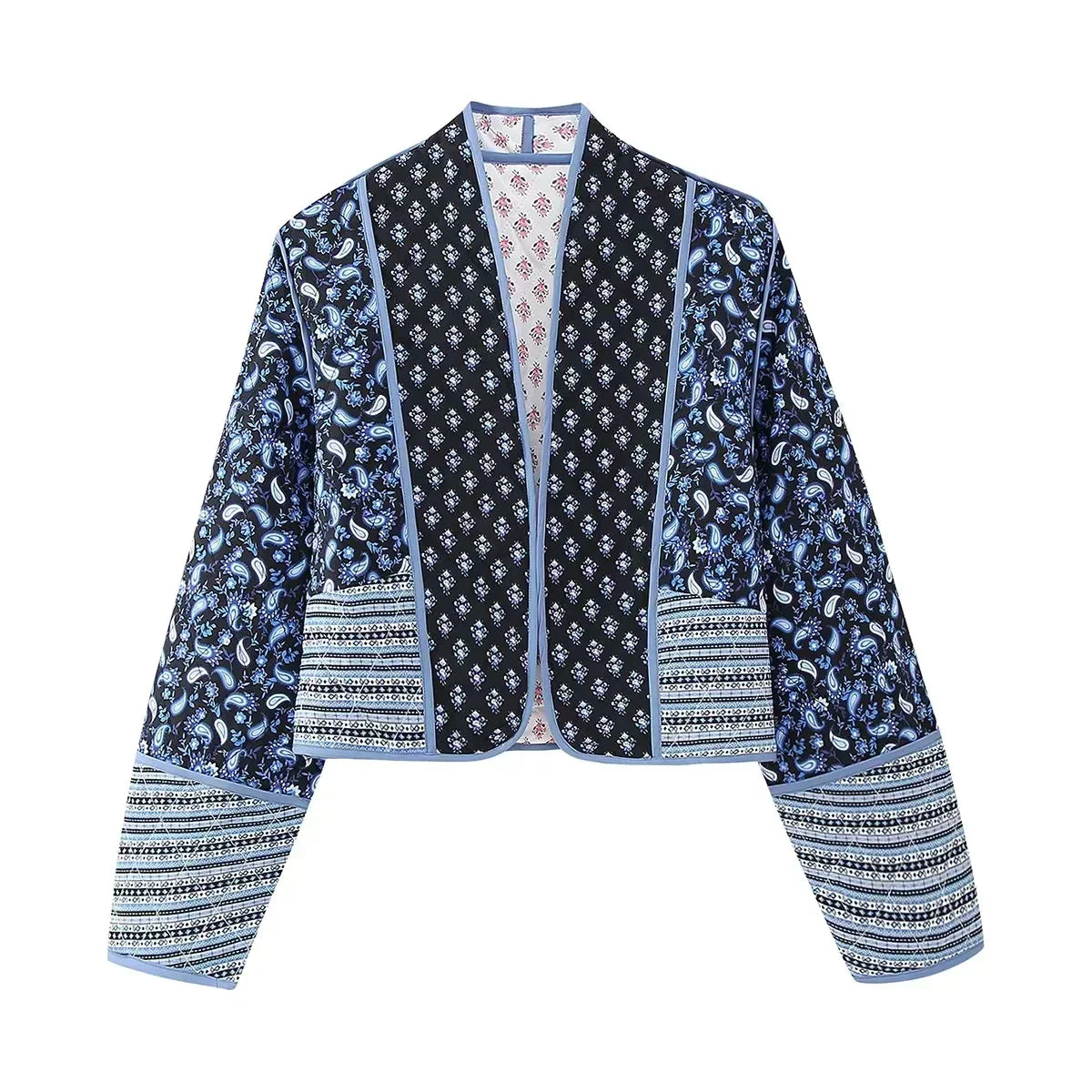 Krohn-e | Vintage-Patchwork-Blumenjacke für Frauen