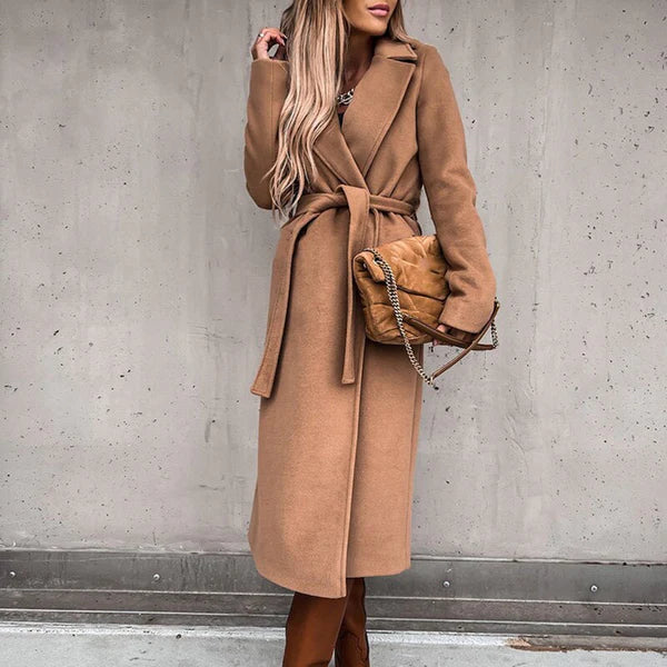 Krohn-e | Eleganter Wollmantel mit Gürtel