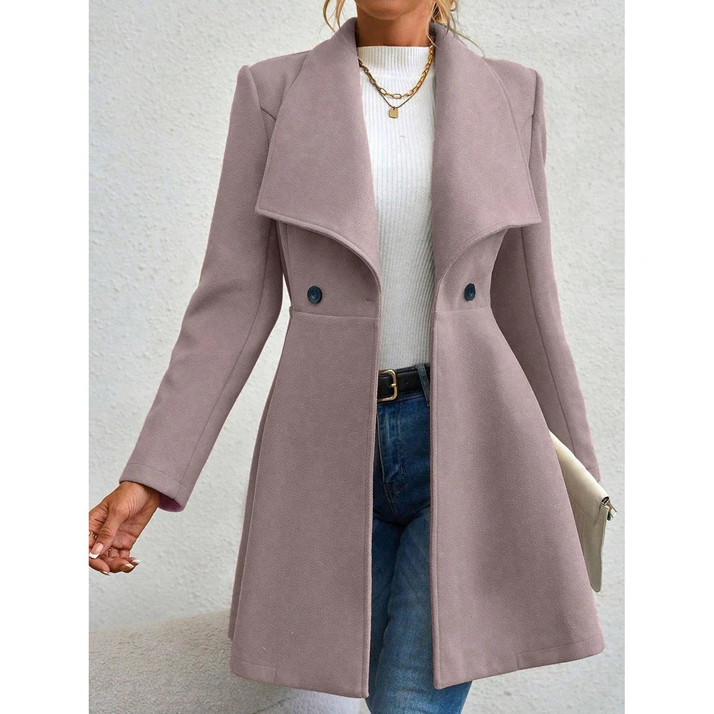 Krohn-e | Elegante Wollmantel mit Taillenschnitt Weicher Wollmix Klassisch und Sofistiziert
