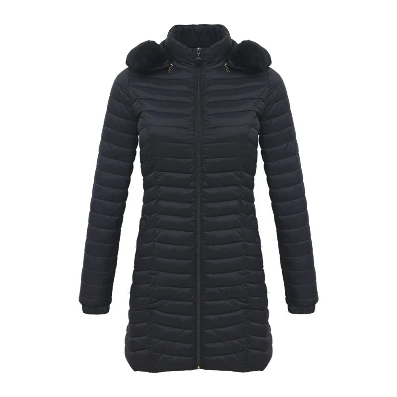 Krohn-e | Slim Fit Winter Puffer Jacke mit Pelzkapuze