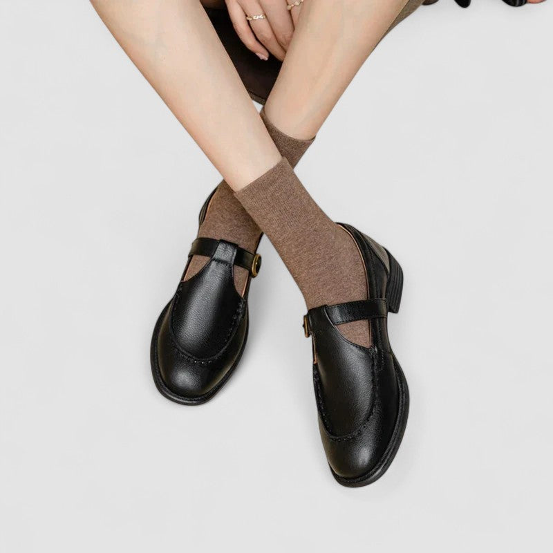 KROHN-E Damen Mary Jane Schuhe Orthopädisch Quadratische Zehe