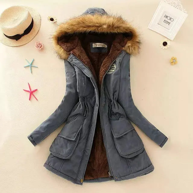 Krohn-e | Gefütterte Winterjacke mit Verstellbarem Bund und Kapuze für Frauen