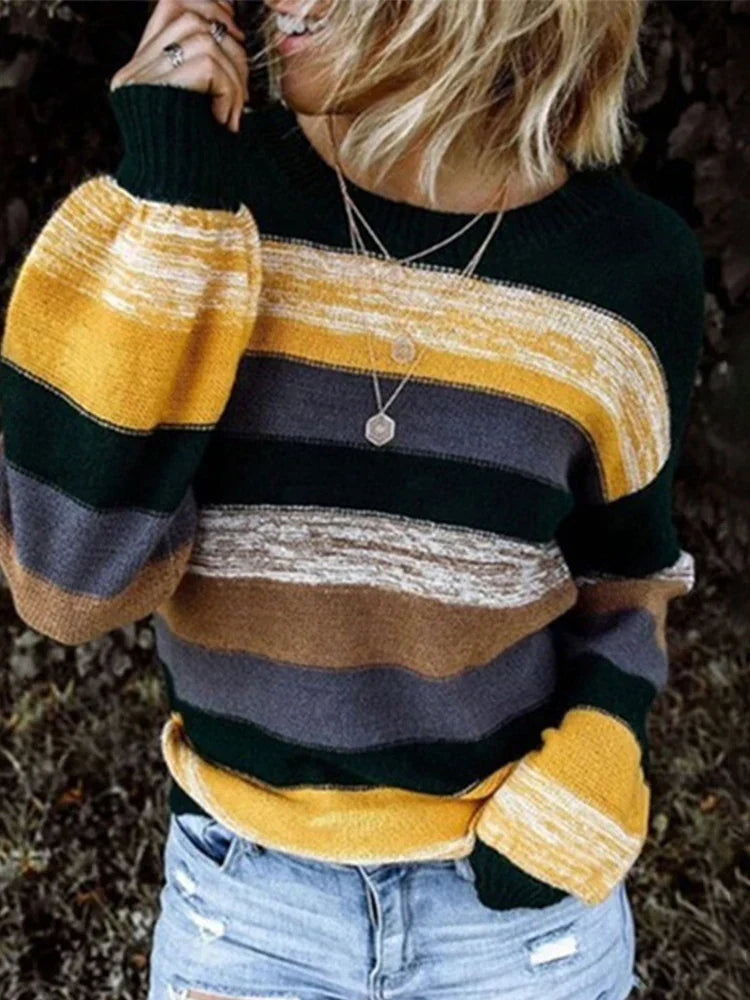 Everly: Gestrickter Pullover mit Streifen