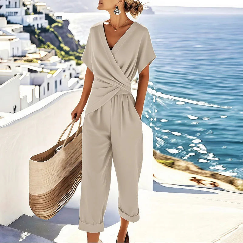 KROHN-E Damen Zweiteiler Set Wickeltop Elegant