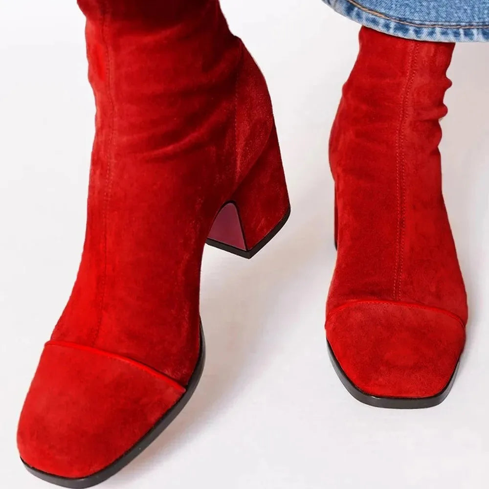 KROHN-E Damen Stiefeletten Eckige Spitze Absatz Vielseitig