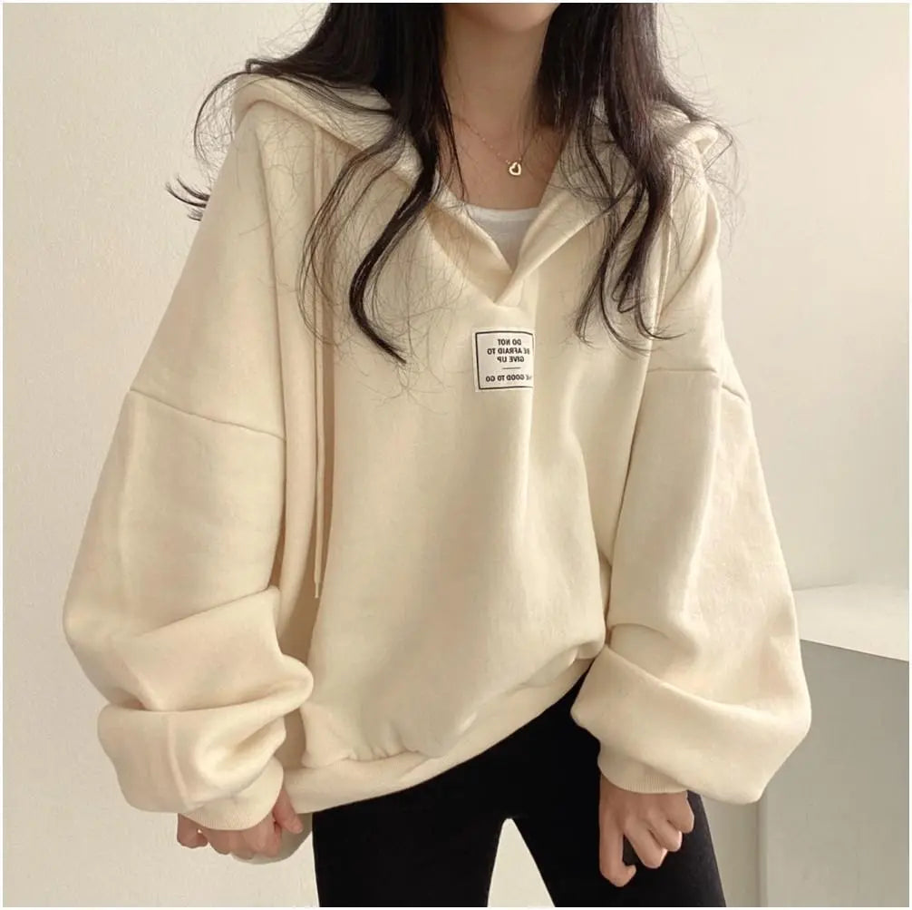 Großer Kapuzenpullover mit V-Ausschnitt für Damen von Fudus