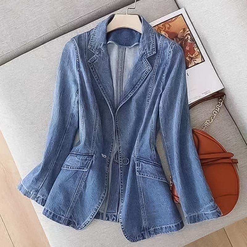 Elegantly Tailored Denim Blazer