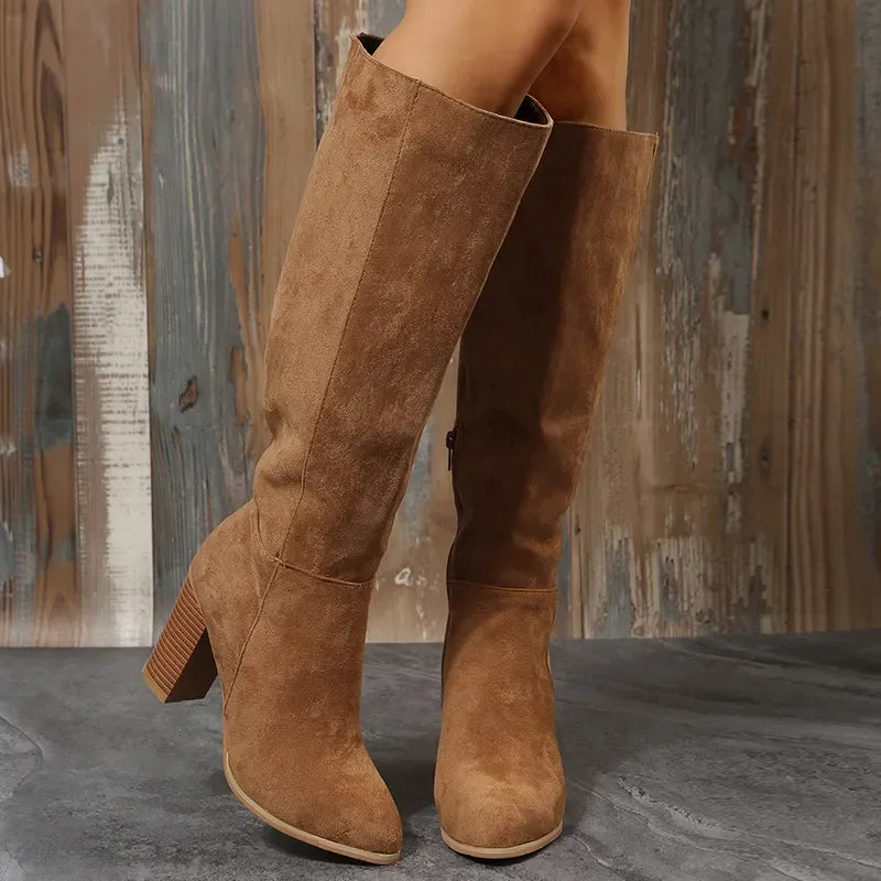 Krohn-e | Hohe Dicke Absatzstiefel für Frauen