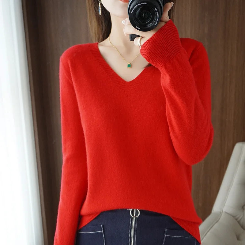 Krohn-e | Pullover - Bequemer V-Ausschnitt Pullover