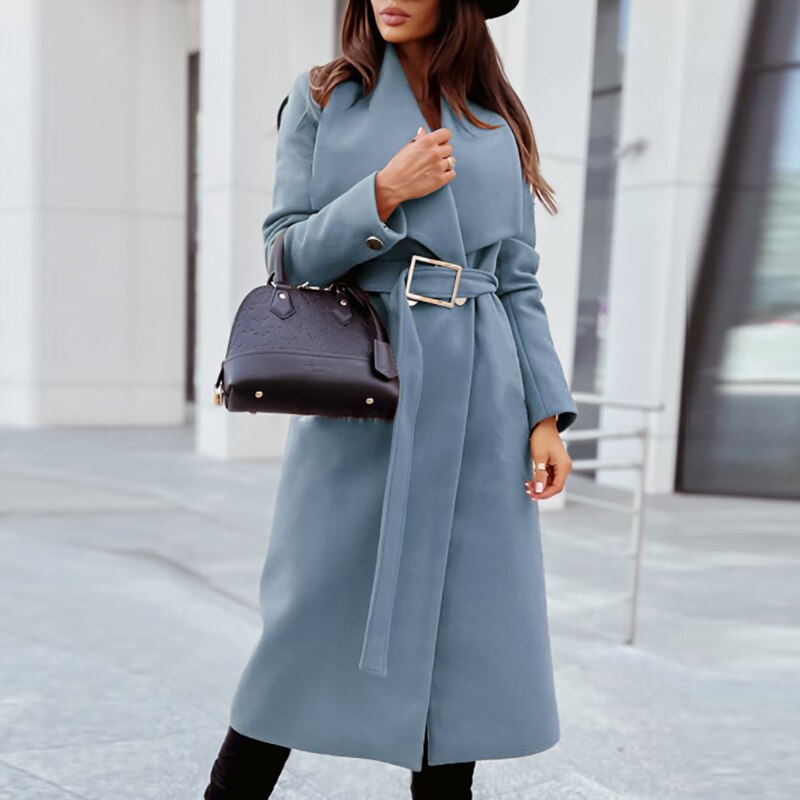 Krohn-e | elegante lange Damenjacke mit Gürtel