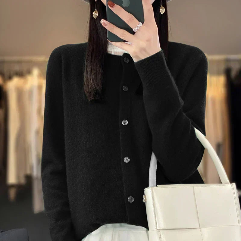 KROHN-E Damen Strickjacke Knöpfe Klassisch Vielseitig Basic