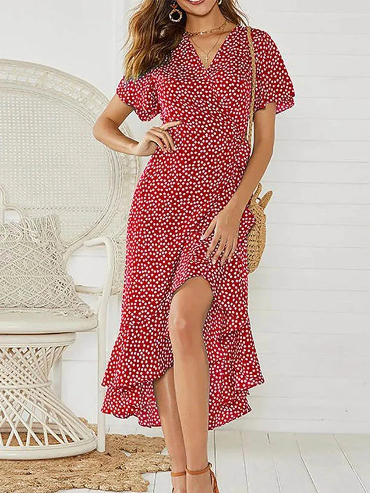 KROHN-E Damen Maxi-Kleid ärmellos Blumenmuster Sommer fließend