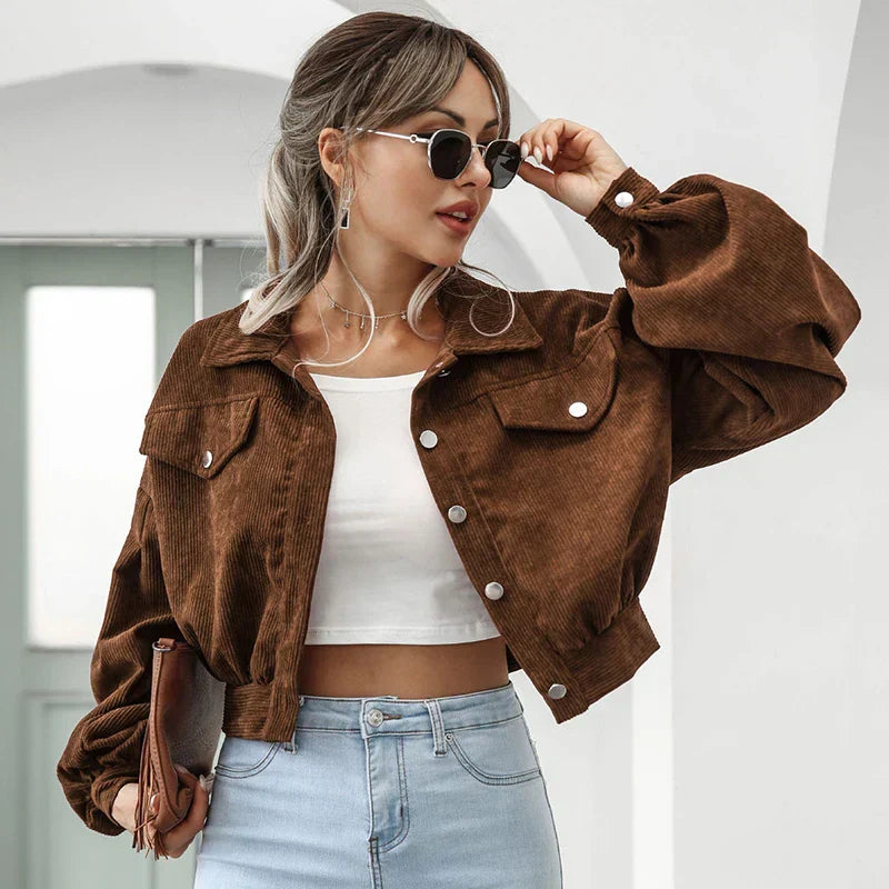 Krohn-e | Kurze Jacke Aus Corduriertem Velvet für Damen
