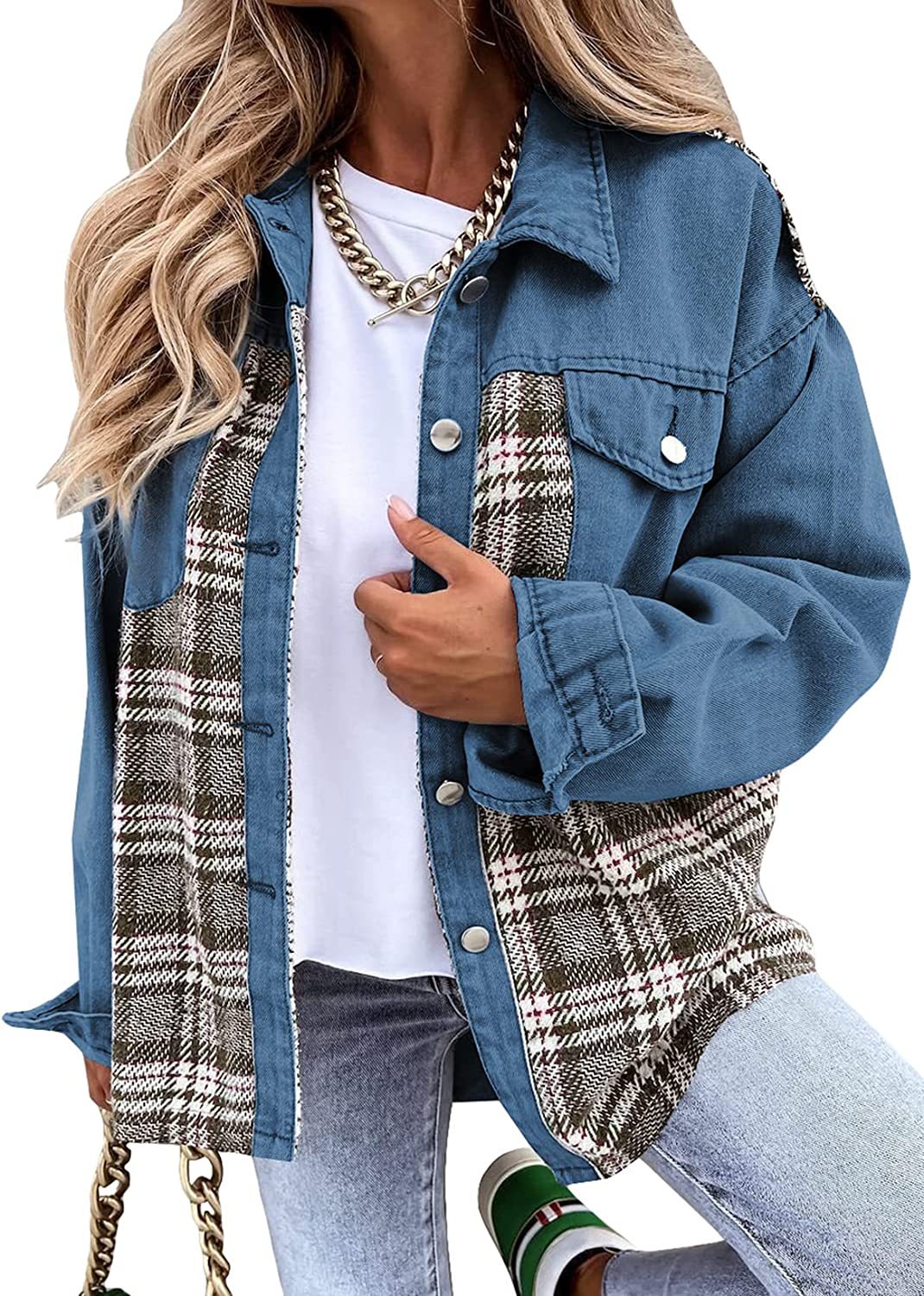 Jeansjacke mit langen Ärmeln und Knopfleiste – Rosalind