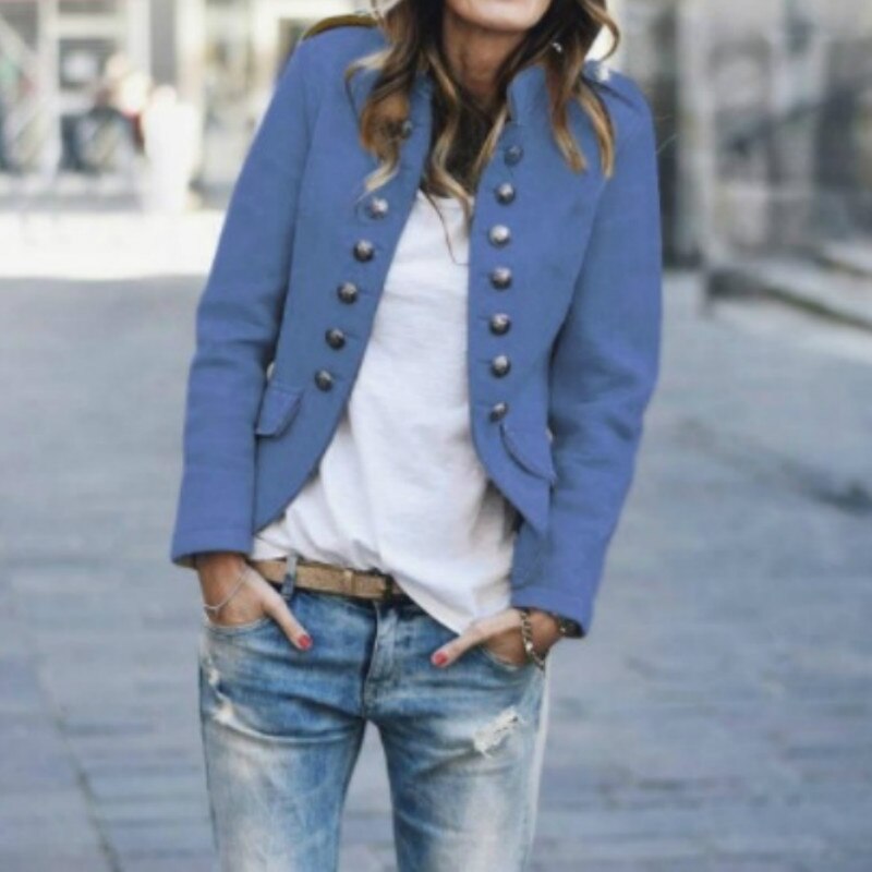 Moderner Blazer mit Ärmeln und angesagten Knöpfen für eine schlanke, trendige Silhouette