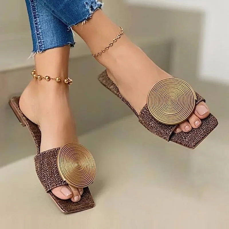 KROHN-E Damen Sandalen Gewebt Verstellbar Zehenfrei