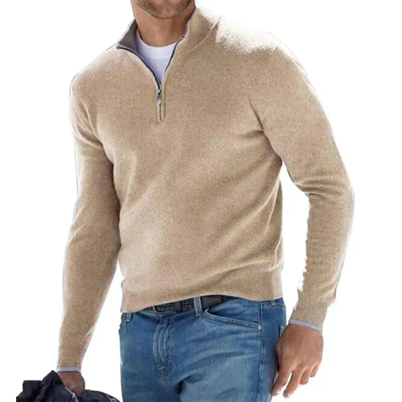 Krohn-e | Polo Stylischer Reißverschluss Pullover für Herren