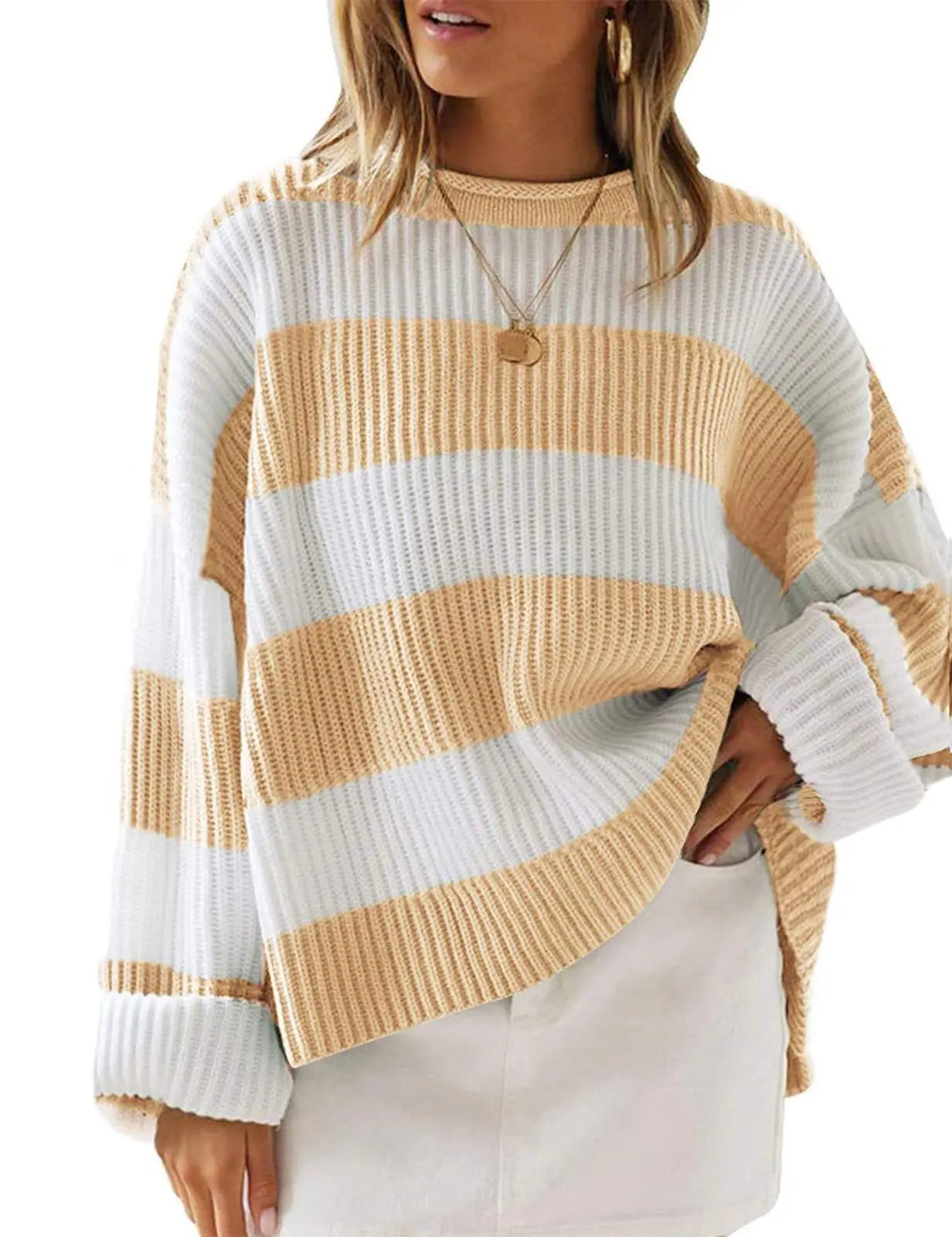 Krohn-e | Langarm Gestreifter Rollkragenpullover